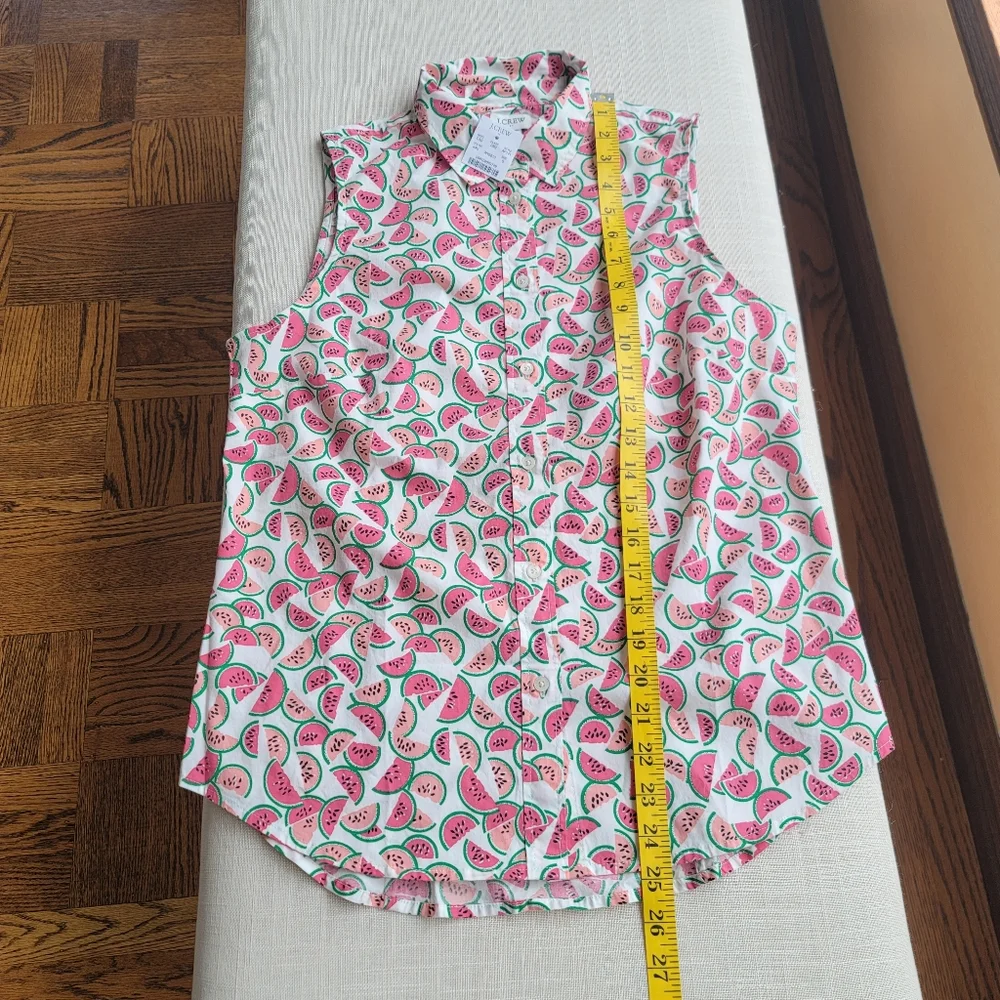 New! J. Crew size Small S sleeveless button-up cotton top watermelon NWT